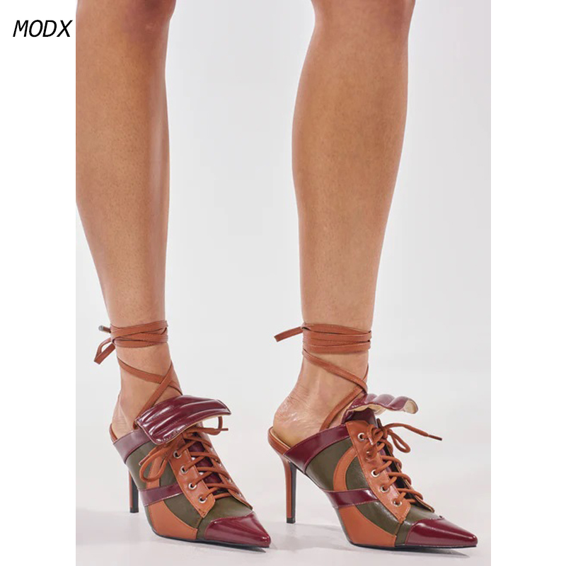 Block Heel Ankle Boots - 2026 Yeni Kadın Retro Renk Bloklu