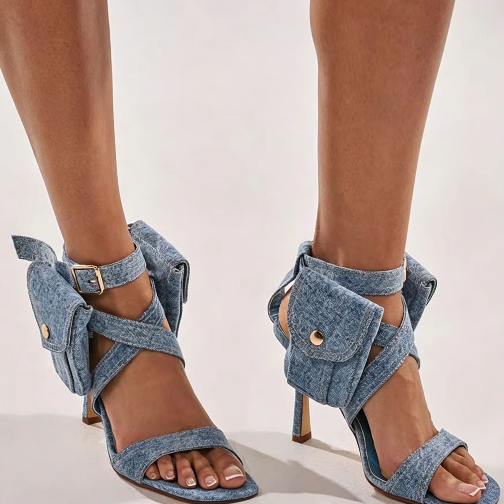 Women'S Shoes Trendy - Kadınlar Mavi Denim Cep Ayak Bileği