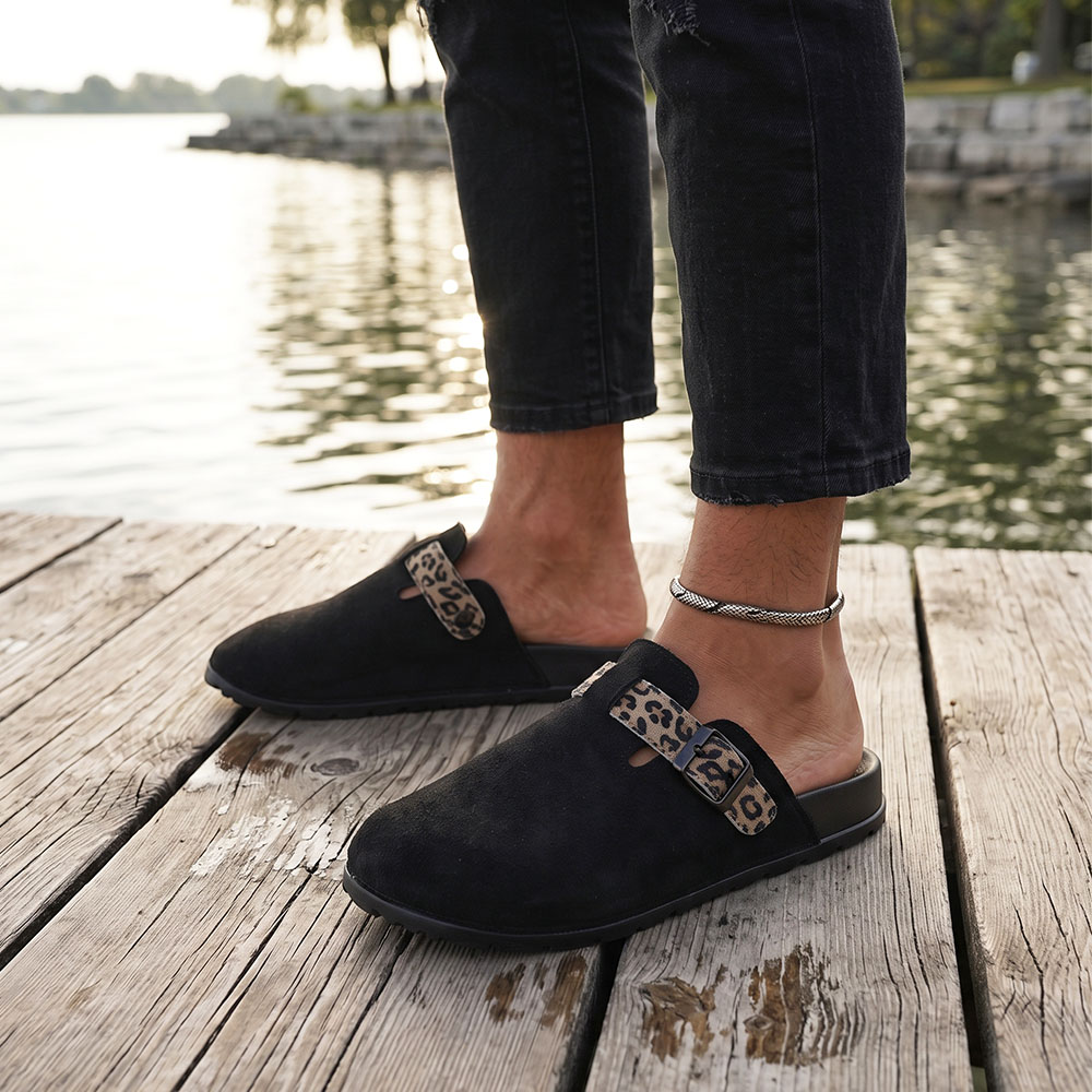 Slip On Mule Flat - Kadın Ayarlanabilir Tokalı Kayışlı Kapalı Burunlu