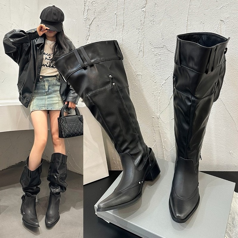Block Heel Ankle Boots - Kadınlar için sarılmış tek çizmeler İlkbahar