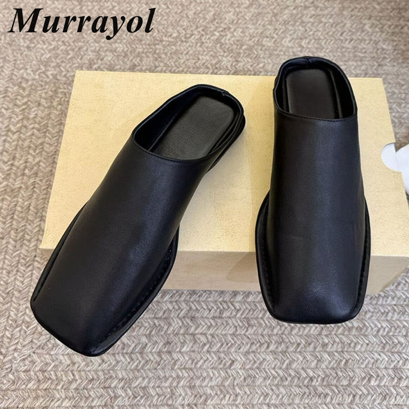 Slip On Mule Flat - Terlik Kapalı Toe Hakiki Deri Kadın