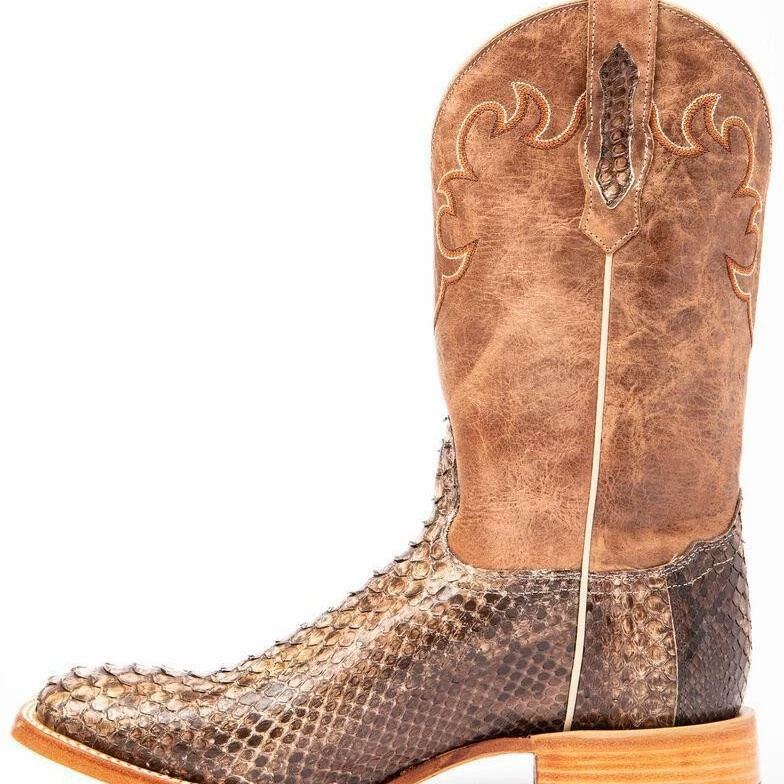 Block Heel Ankle Boots - Erkekler Vintage Kahverengi Eskitme Deri Batı