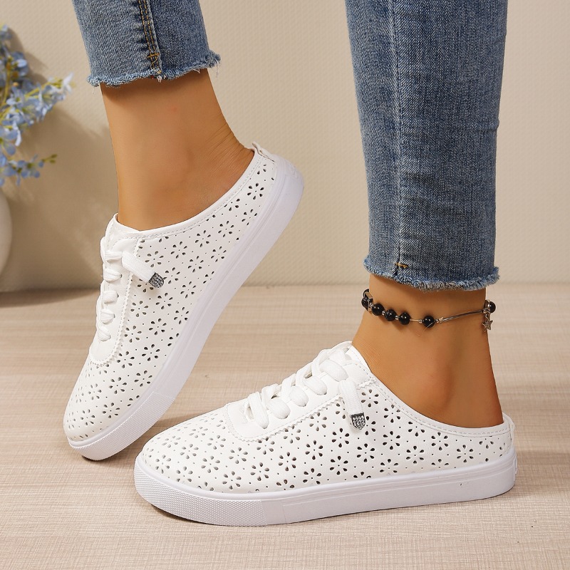 Slip On Mule Flat - Çiçek Desenli Kesikli Slip-on Terlik Spor