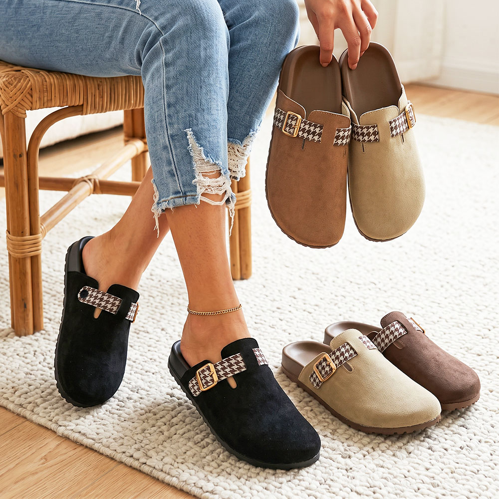 Slip On Mule Flat - Kadınlar için Kapalı Burunlu Terlik, Büyük