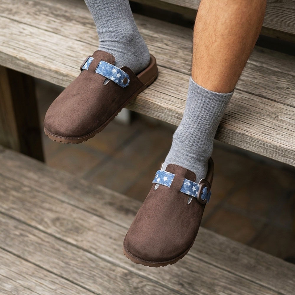 Slip On Mule Flat - Kadınlar için Ayarlanabilir Tokalı, Kapalı Burunlu,