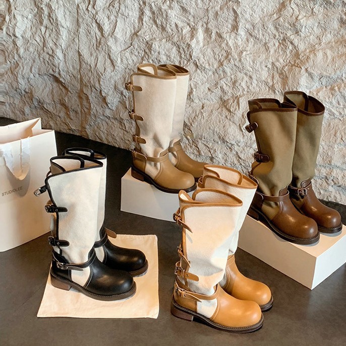 Block Heel Ankle Boots - 4 cm Kalın Topuk ~ Katlanabilir