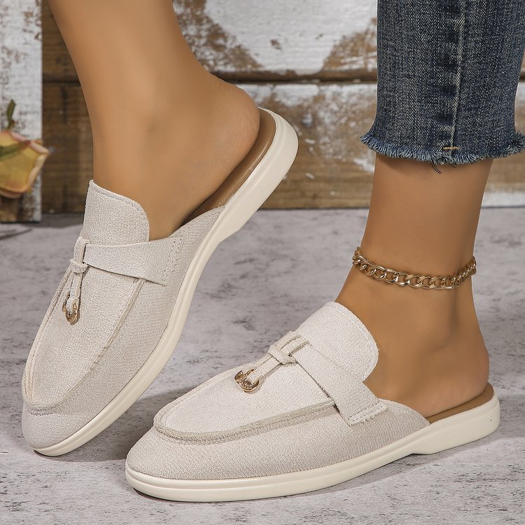 Slip On Mule Flat - Kadınlar için Vintage Püsküllü Mule Loaferlar,