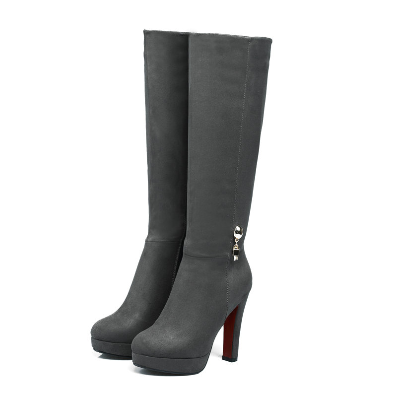 Suni Süet Nubuk Deri Bordo Gri - Block Heel Ankle Boots incelemesi ve fiyatı