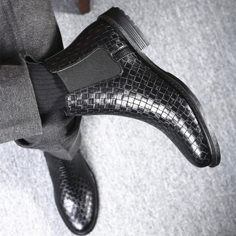 Erkek Dokuma Desenli Chelsea B - Block Heel Ankle Boots incelemesi ve fiyatı