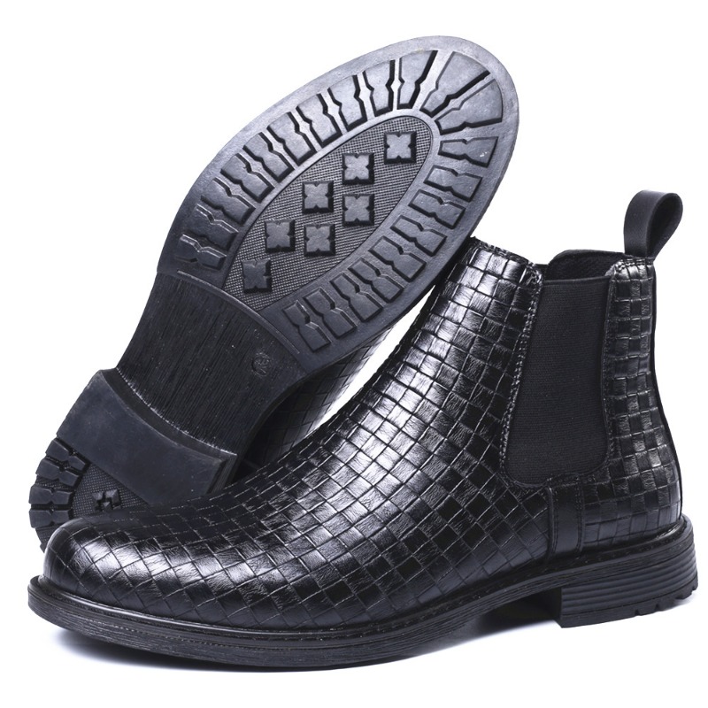 Erkek Dokuma Desenli Chelsea B - Block Heel Ankle Boots incelemesi ve fiyatı