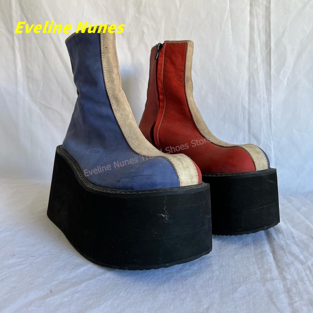 Y2K Kırmızı Mavi Platform Bile - Block Heel Ankle Boots incelemesi ve fiyatı