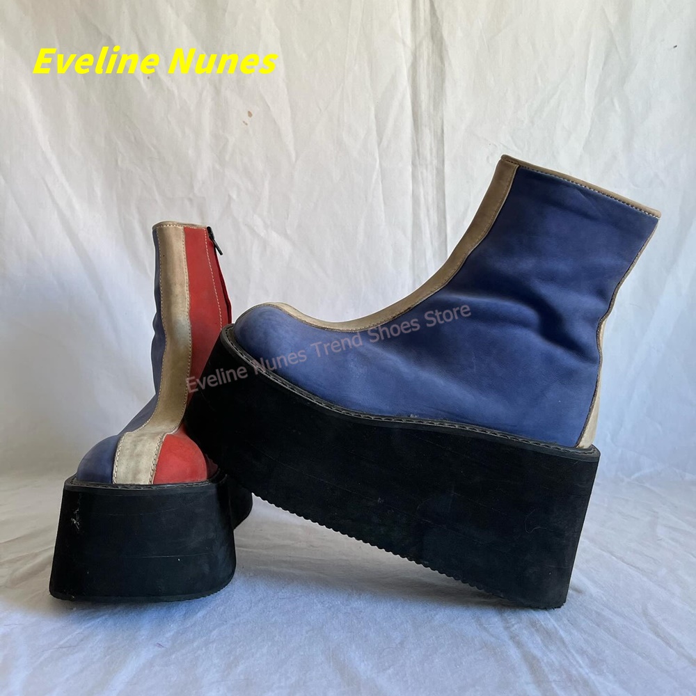 Y2K Kırmızı Mavi Platform Bile - Block Heel Ankle Boots incelemesi ve fiyatı