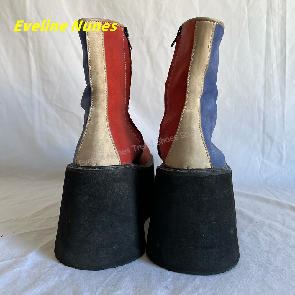 Y2K Kırmızı Mavi Platform Bile - Block Heel Ankle Boots incelemesi ve fiyatı