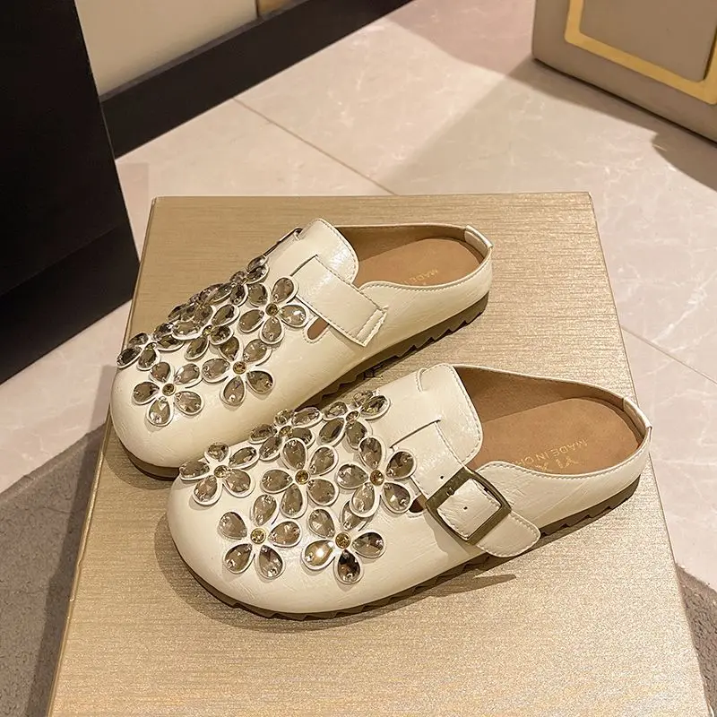 Kadın Çiçekli Yapay Elmas Toka - Slip On Mule Flat incelemesi ve fiyatı