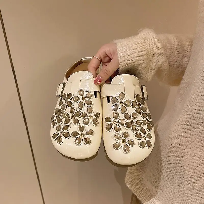Kadın Çiçekli Yapay Elmas Toka - Slip On Mule Flat incelemesi ve fiyatı