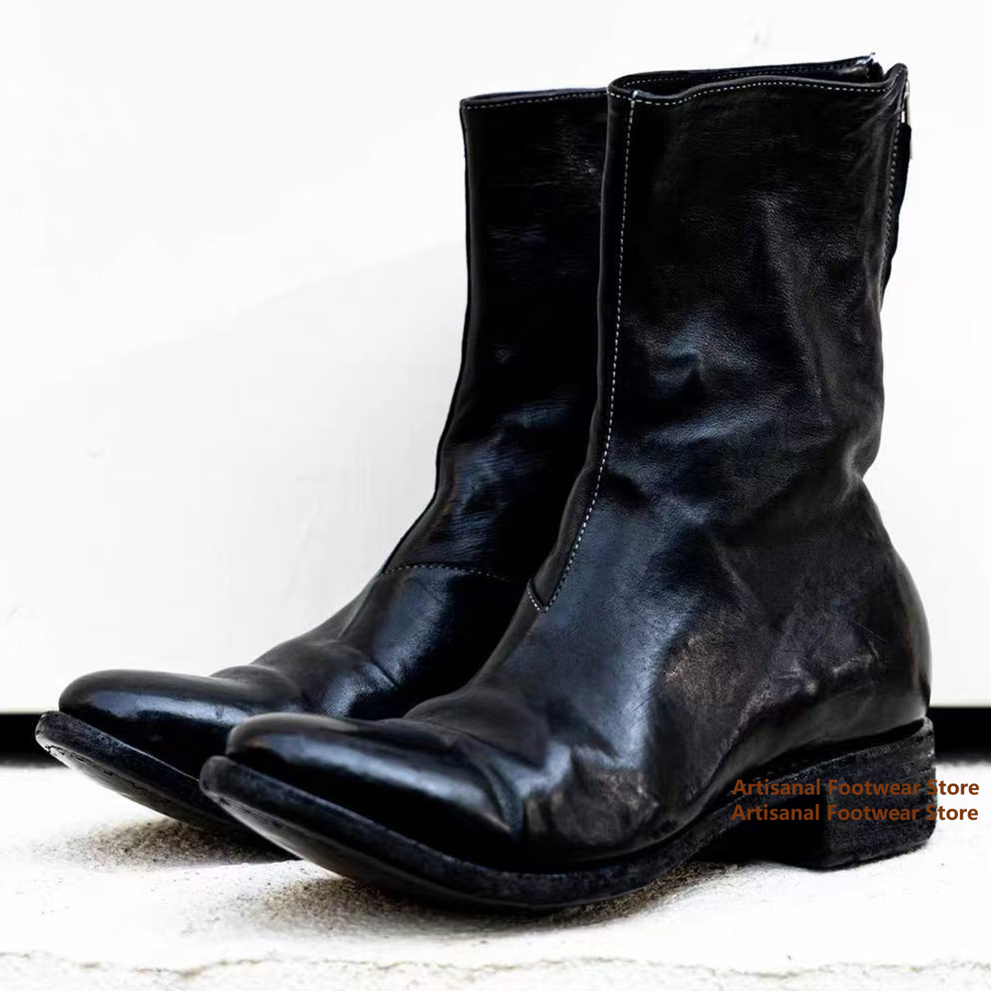 Vintage Kırışık Deri Orta Boy  - Block Heel Ankle Boots incelemesi ve fiyatı