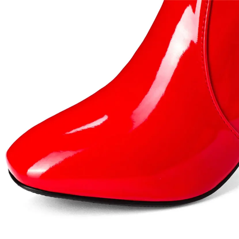 Kırmızı beyaz rugan kadın diz  - Block Heel Ankle Boots incelemesi ve fiyatı