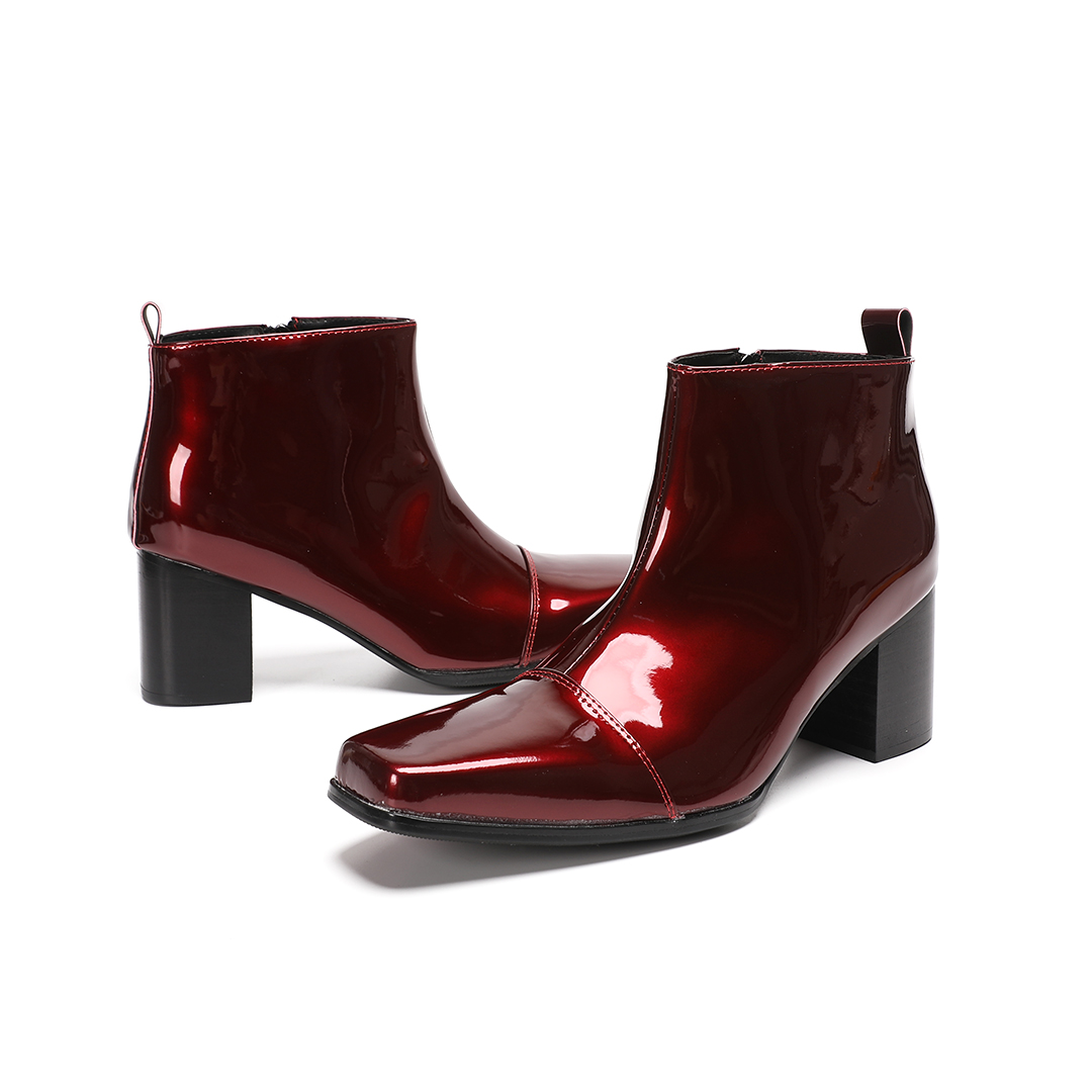 Erkek Kırmızı Hakiki Deri Yüks - Block Heel Ankle Boots incelemesi ve fiyatı