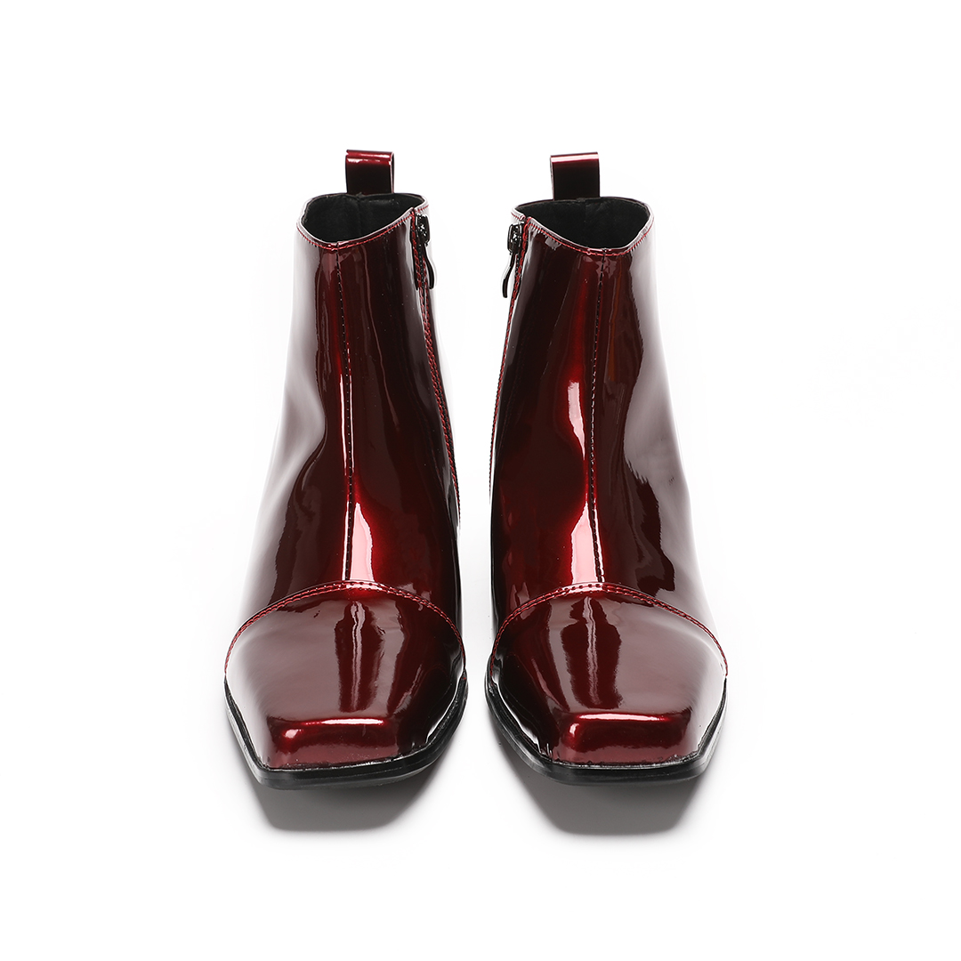 Erkek Kırmızı Hakiki Deri Yüks - Block Heel Ankle Boots incelemesi ve fiyatı